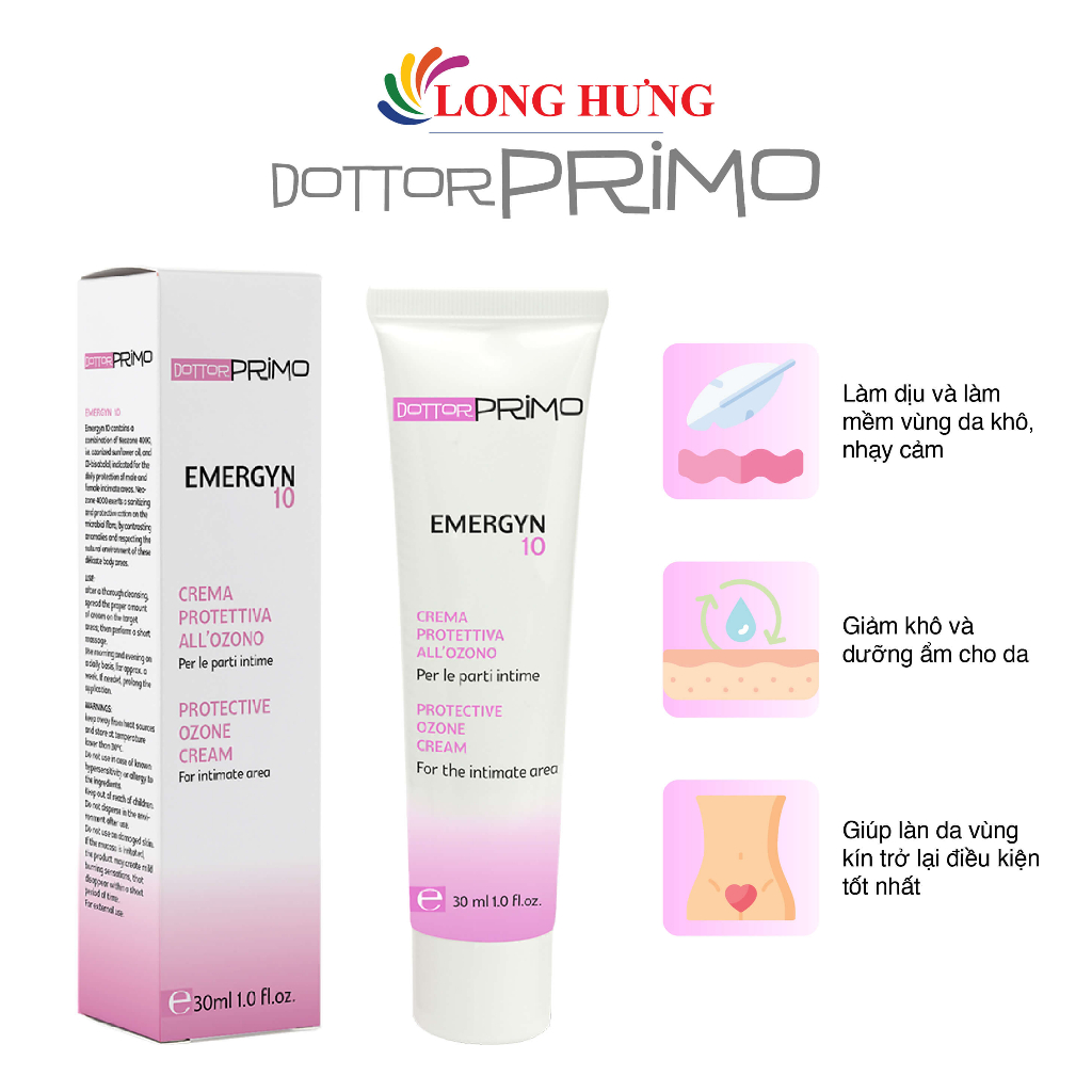 Kem bôi phụ khoa DottorPrimo Emergyn 10 ngăn ngừa viêm nhiễm vùng kín (30ml)