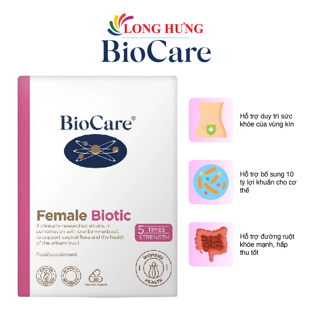 Men vi sinh dành cho phụ nữ Biocare Female Biotic ngăn ngừa viêm nhiễm vùng kín (30 viên)