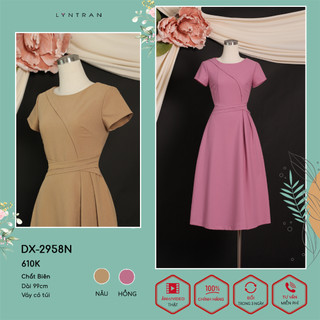 Váy xòe LYN TRAN DX-2958N 3 đai đan chéo Chất Biên Mềm Mịn Trơn Sóng