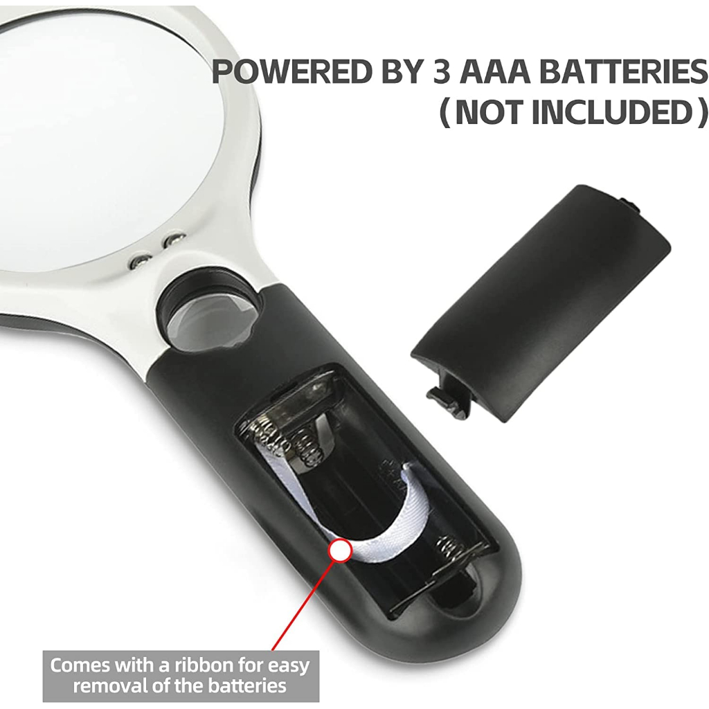 Kính lúp cầm tay có 3Led Magnifier siêu sáng size to zoom gấp 10 lần - kính lúp