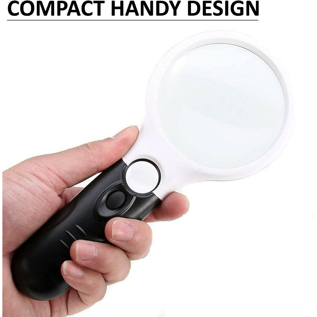Kính lúp cầm tay có 3Led Magnifier siêu sáng size to zoom gấp 10 lần - kính lúp