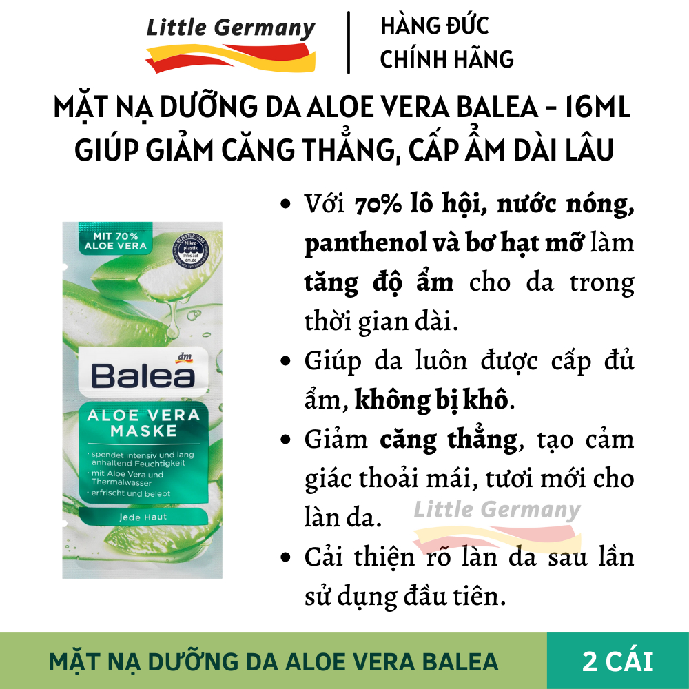 Mặt Nạ Dưỡng Da Balea Đức 16ML Gói 2 cái - Mặt nạ Retinol, Hyaluron, Tropical Dream, Aloe Vera, Berry Sweet - Hàng Đức