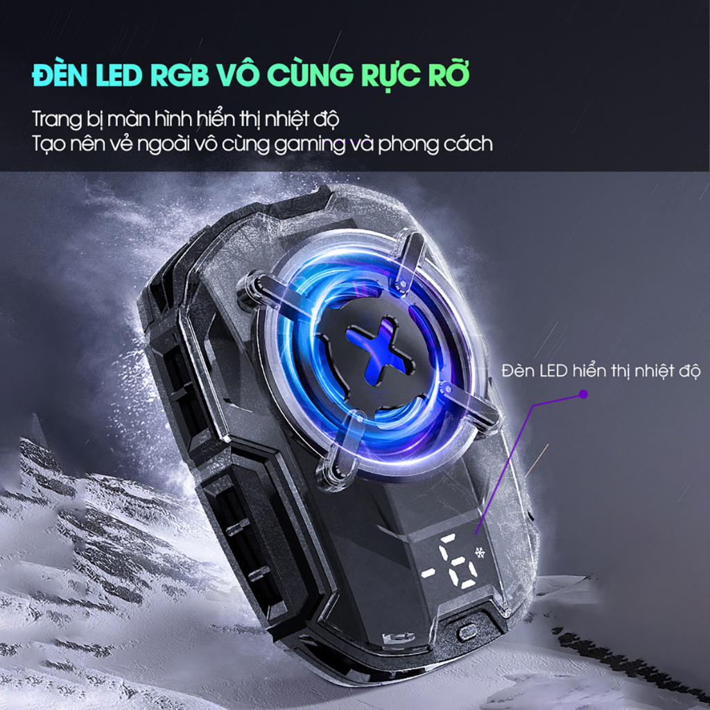 Quạt tản nhiệt điện thoại sò lạnh MEMO DL16 gaming led rgb chống ồn chế độ AI nhân tạo làm mát nhanh tránh giật lag