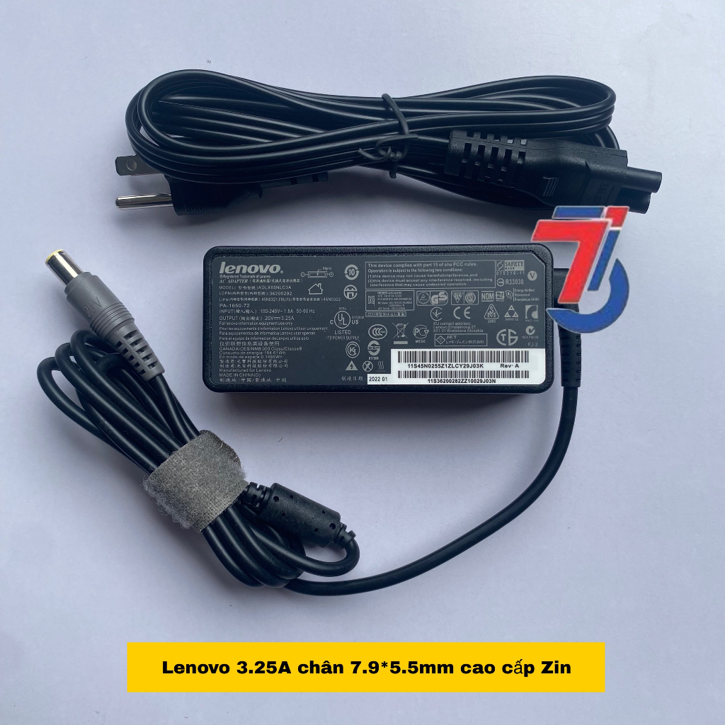 Sạc Máy Tính Laptop LENOVO 20V-3.25A ;  20V-4.5A Chân Kim To 7.9*5.5MM Loại Tốt Chính Hãng Bảo Hành 12 tháng