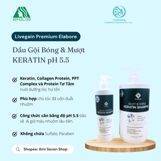 Dầu gội bóng & mượt keratin ph 5.5 - livegain premium elabore silky & shine keratin shampoo
