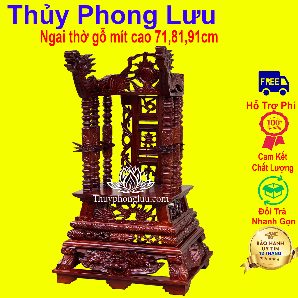 Long ngai bàn thờ gia tiên gỗ mít ỷ thờ gia tiên gỗ mít 3 cỡ