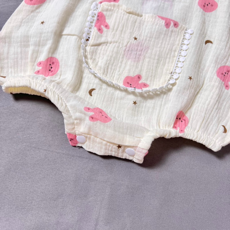 Bodysuit Thỏ, Body 2 Dây Chất Liệu Xô Muslin Xinh Xắn Cho Bé Gái