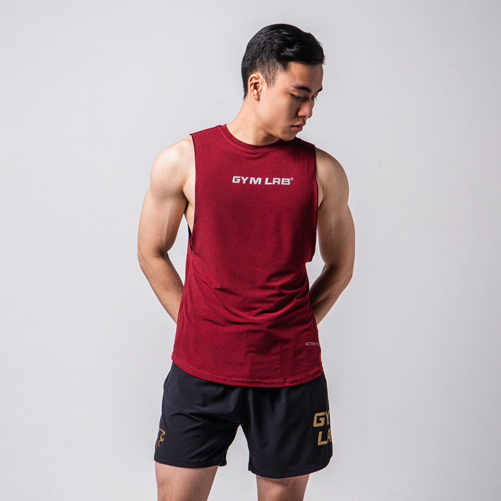 Quần short nam tập gym thể thao Gymlab form 6 inch ngắn trên gối vải gió thoáng mát – ĐEN – BIG LOGO