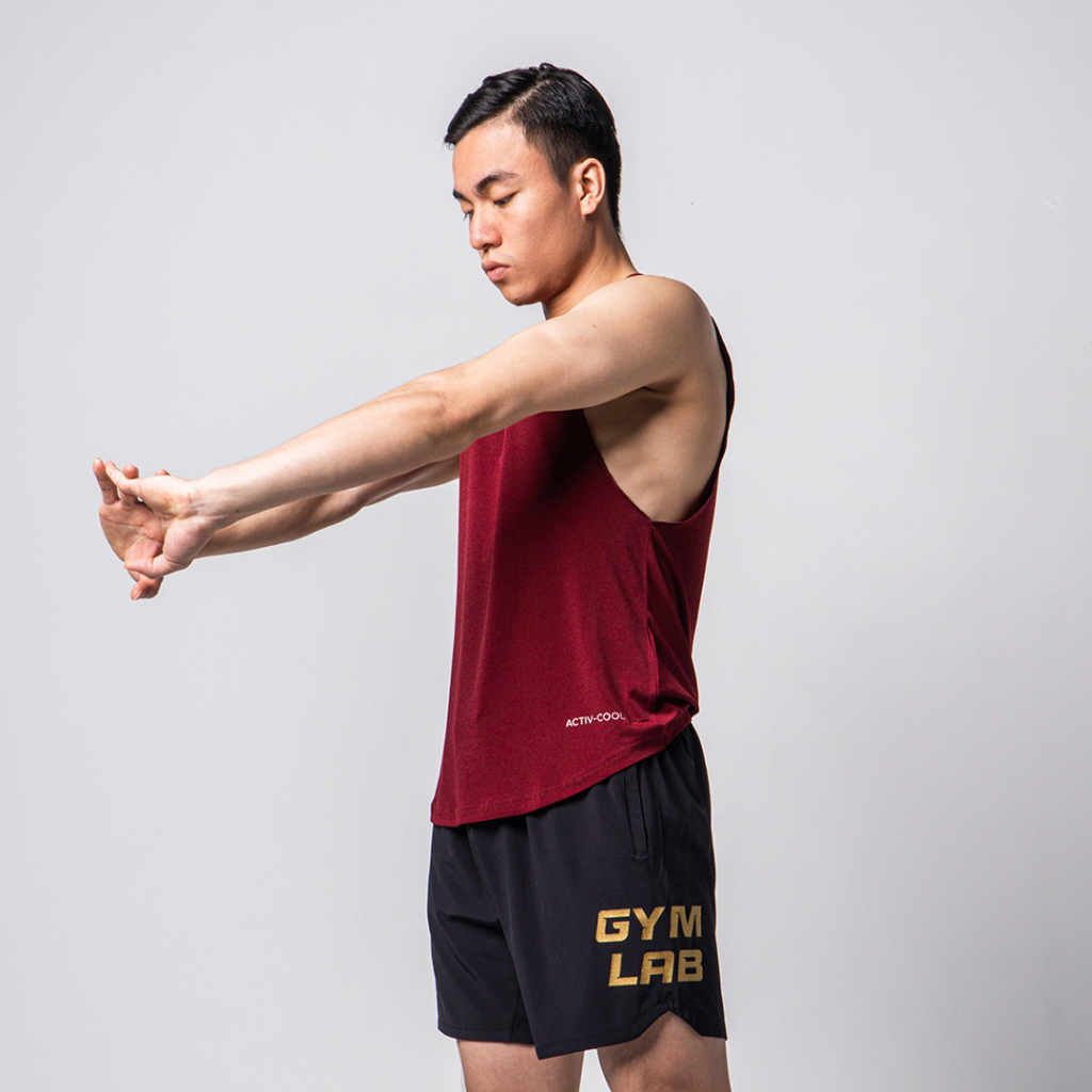 Quần short nam tập gym thể thao Gymlab form 6 inch ngắn trên gối vải gió thoáng mát – ĐEN – BIG LOGO
