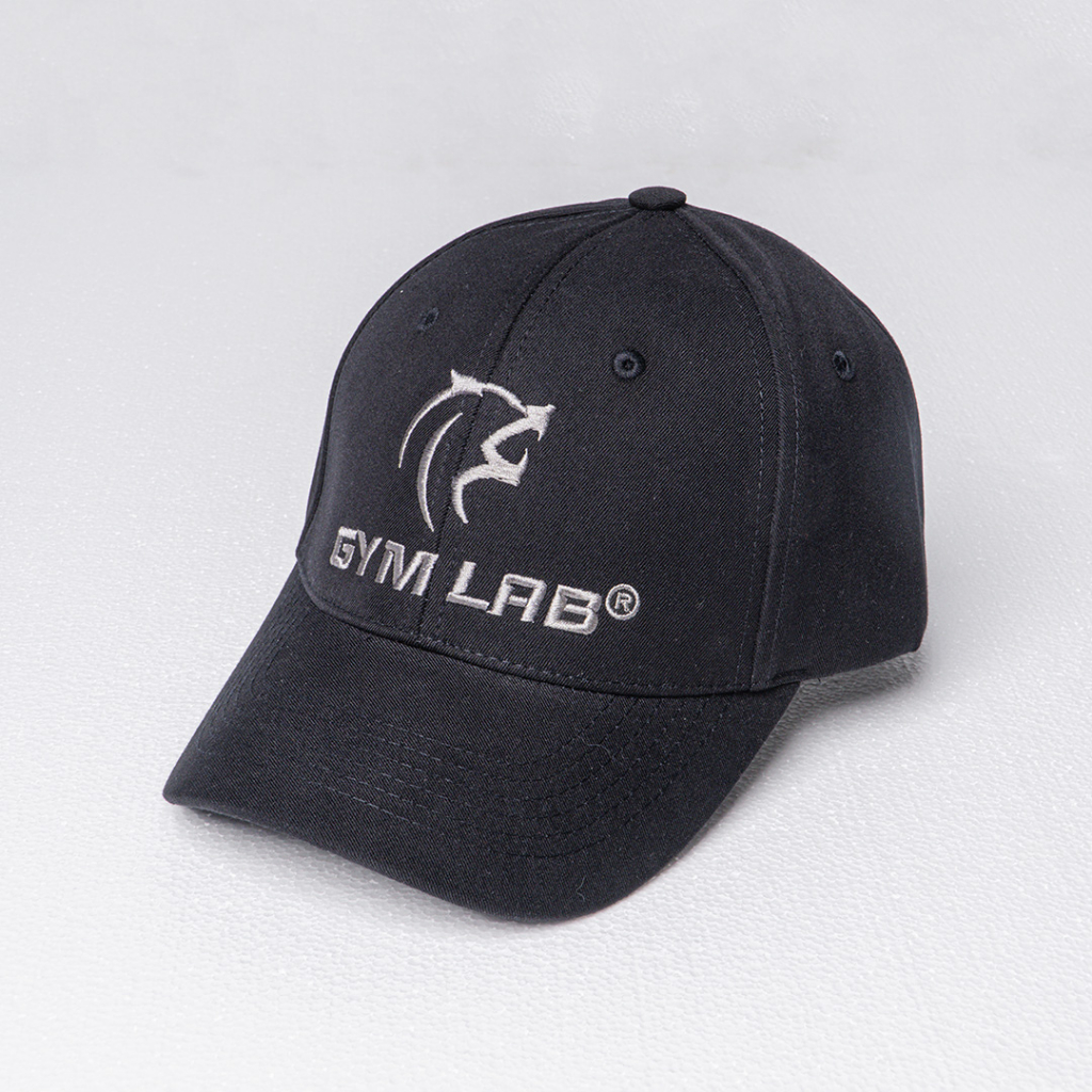 Mũ nón lưỡi trai unisex Gymlab đứng form màu đen thêu logo phong cách thể thao cá tính