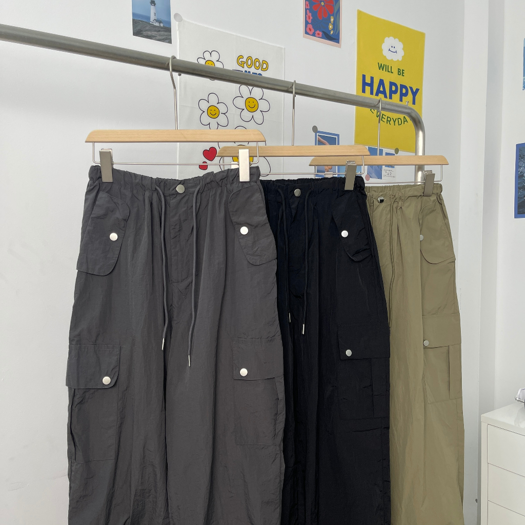 Quần parachute MC21.STUDIOS chất gió unisex lưng cao cạp chun bigsize Ulzzang Streetwear Hàn Quốc pants Q3607