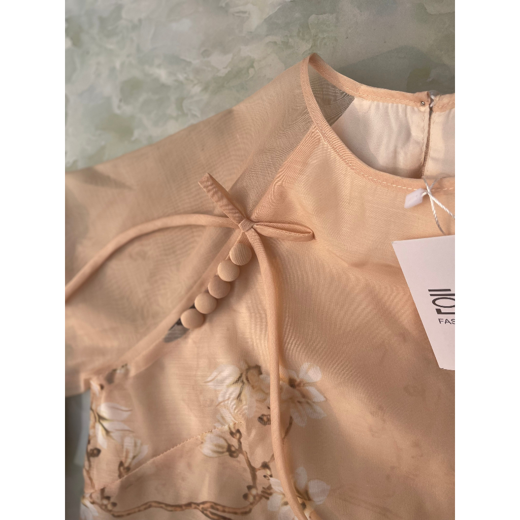 Bộ lễ chùa sét  đi chùa nữ tơ in hoa  phối quần xuông lụa đủ size S M L