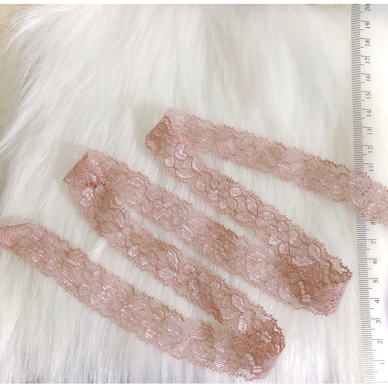 Ren thun co dãn màu hồng đất (khổ 2cm)