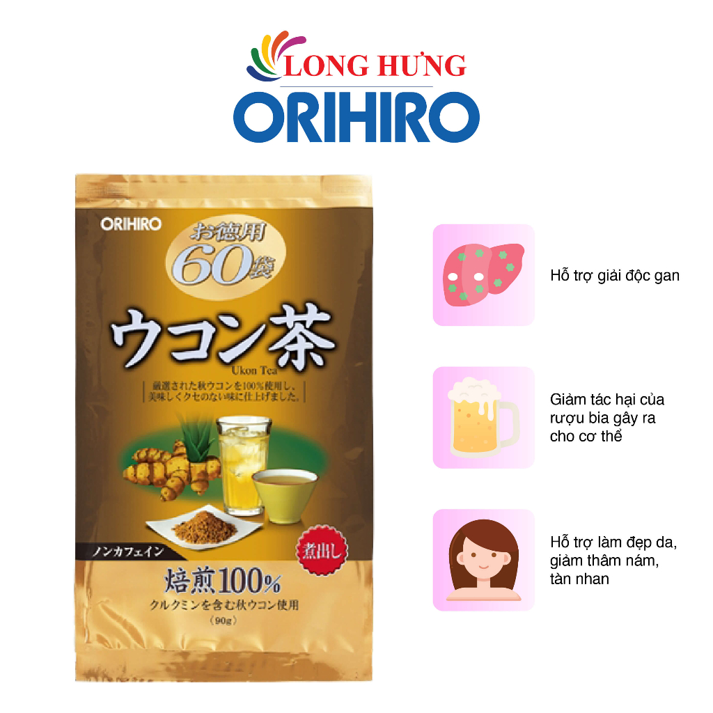 Trà nghệ Orihiro Ukon Tea hỗ trợ thải độc gan (60 gói)