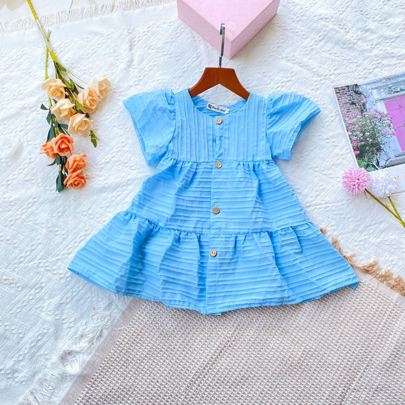 Đầm tầng ngắn tay gài nút sang xinh HANDYKIDS