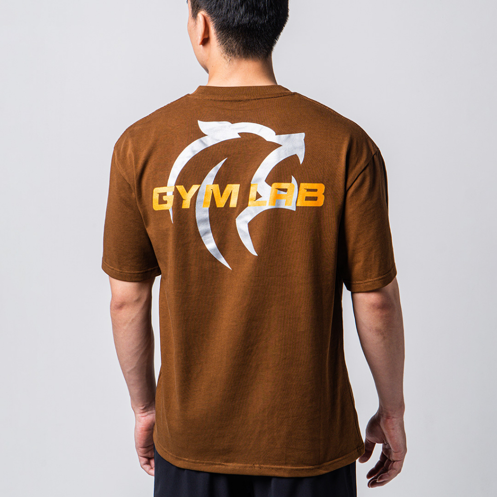 Áo thun tập gym thể thao nam Gymlab form oversize vải cotton cao cấp 250GSM – Màu Nâu