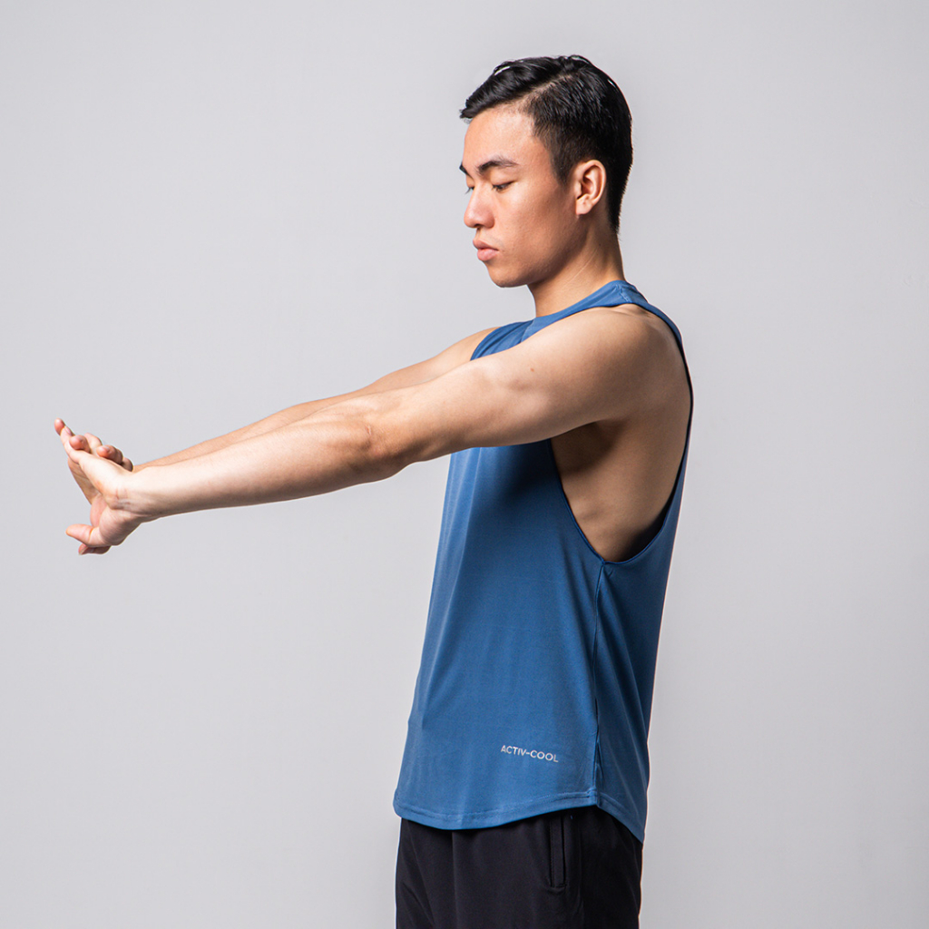 Áo Tanktop thể thao tập gym nam Gymlab form xẻ nách vải poly thoáng mát - SILVER LOGO