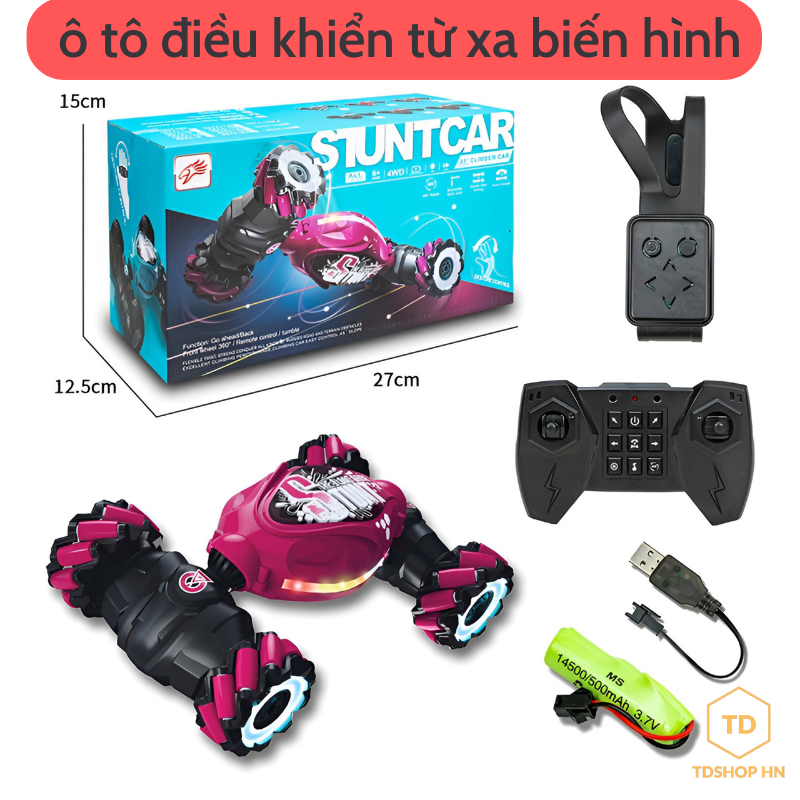 Xe ô tô điều khiển từ xa biến hình pin sạc, ô tô điều khiển từ xa xoay 360 di chuyển 6 hướng có đèn led , tdshophn