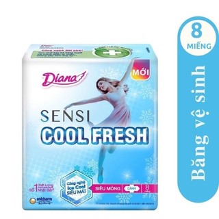 Băng Vệ Sinh Diana Cool Fresh Siêu Mỏng  có cánh (Gói 8 Miếng)