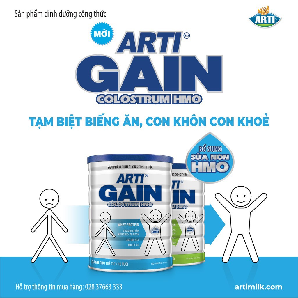 SỮA BỘT ARTI GAIN COLOSTRUM HMO LON 900G