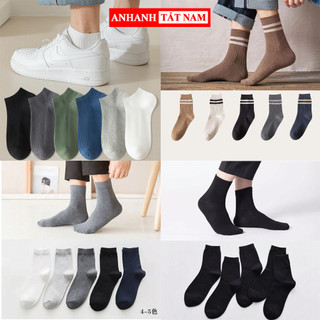 Set 5 đôi Tất Vớ Nam ANHANH chất cotton thoáng khí, thấm hút mồ hôi tốt, không hôi chân