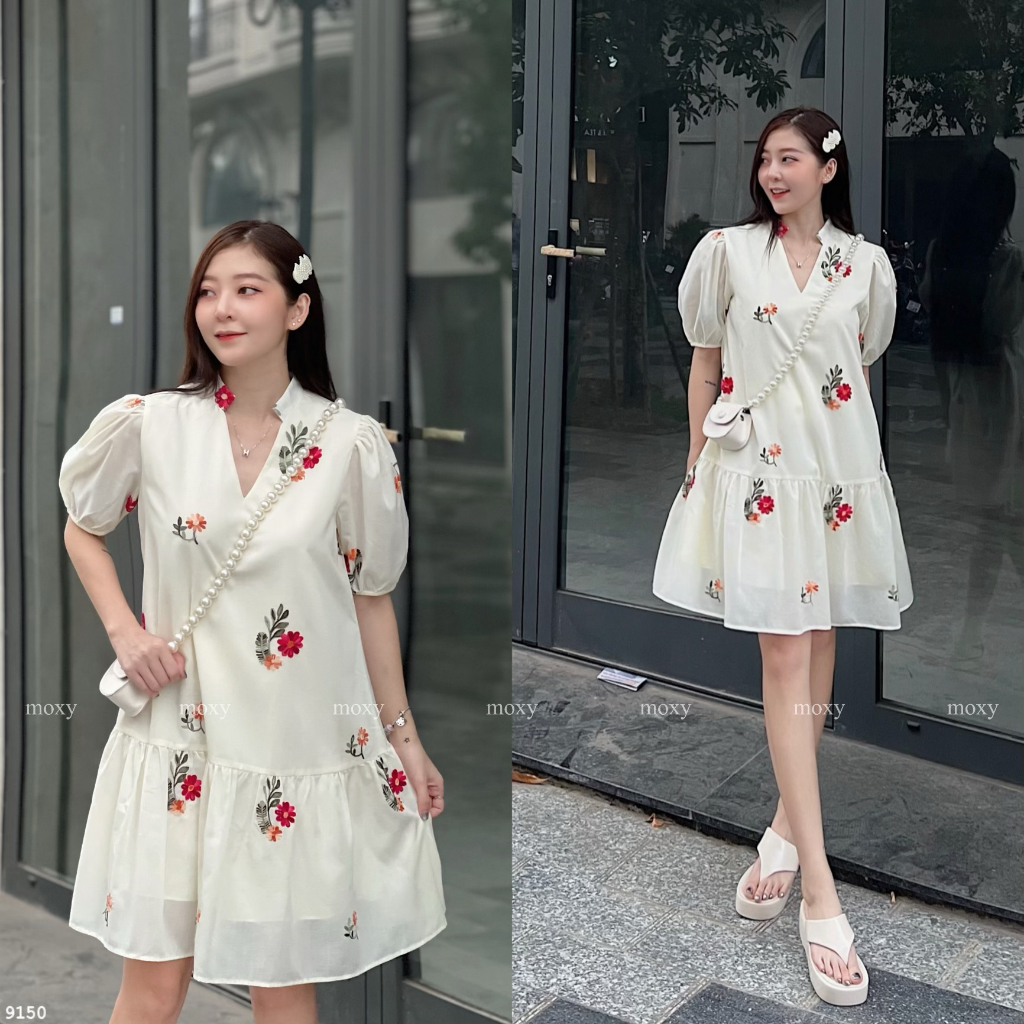 SP009150-Đầm thêu hoa