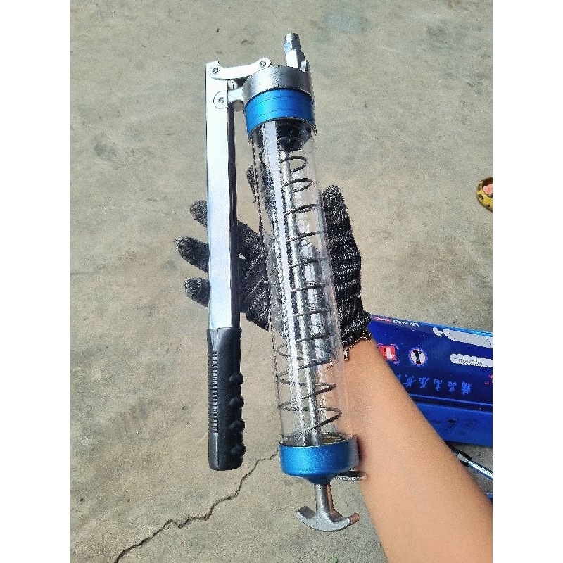 Súng bơm mỡ 900CC trong suốt màu xanh| LV-917
