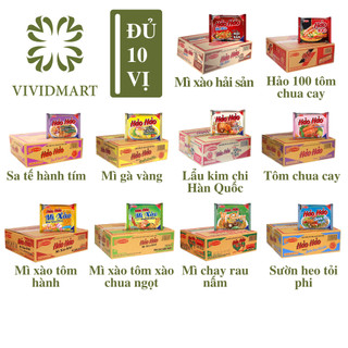 THÙNG - ACECOOK - Hảo Hảo: Hảo 100, Tôm Chua Cay, Sườn Heo Tỏi Phi, Xào Chua Ngọt, Hành, Hải ản, Gà Vàng, Sa Tế, Chay