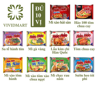 [GÓI LẺ] - ACECOOK - Hảo Hảo: Hảo 100, Tôm Chua Cay, Sườn Heo Tỏi Phi, Xào Chua Ngọt, Hành, Hải sản, Gà Vàng, Sa Tế, Cha