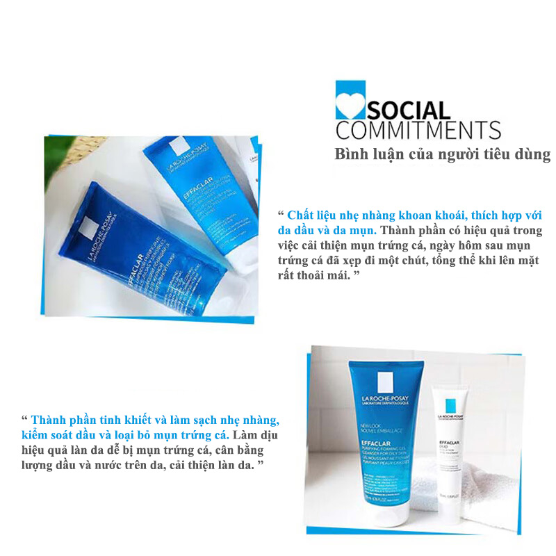 🦋giảm giá🦋Sữa rửa mặt La Roche Posay Effaclar 200ml Gel Làm sạch nhẹ nhàng Giảm tiết dầu