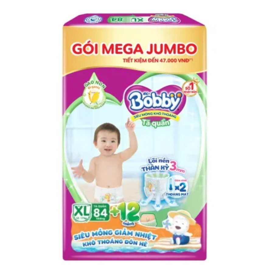 Tã quần Bobby mới Mega Jumbo XL84+12 miếng