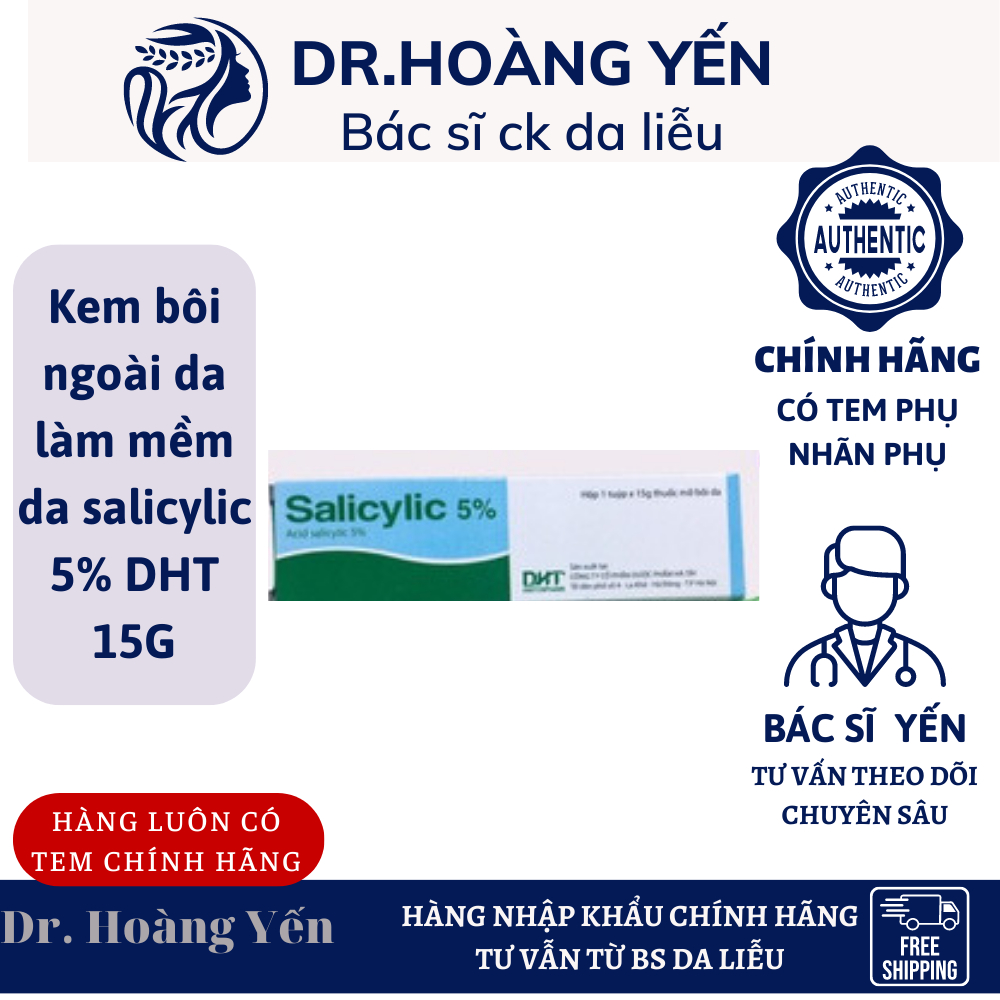 Kem bôi ngoài da làm mềm da salicylic 5% DHT 15G - BS HOÀNG YẾN