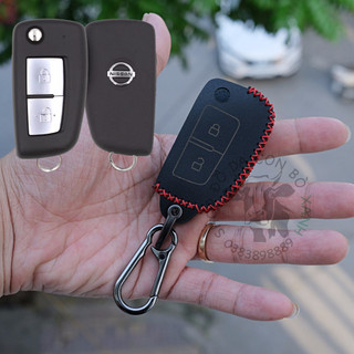 Bao Da Chìa Khoá Nissan Navara chìa gập 2 phím 2022 2023 Handmade Da Thật 003a