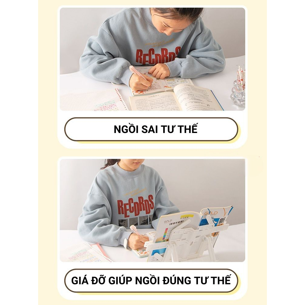 Giá đỡ sách - Kẹp sách để bàn, chống cận, gù lưng cho bé.