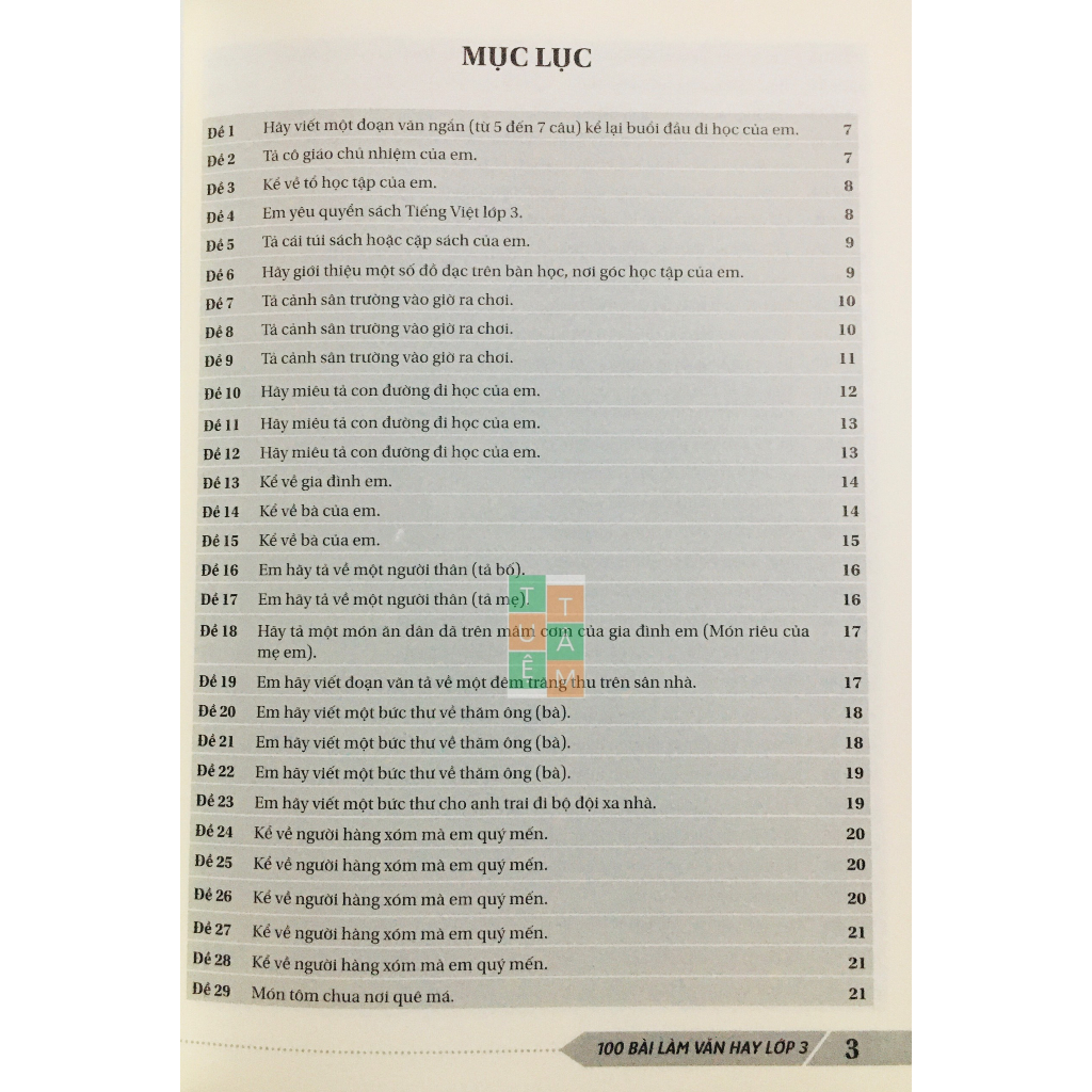 Sách - 100 bài làm văn hay lớp 3