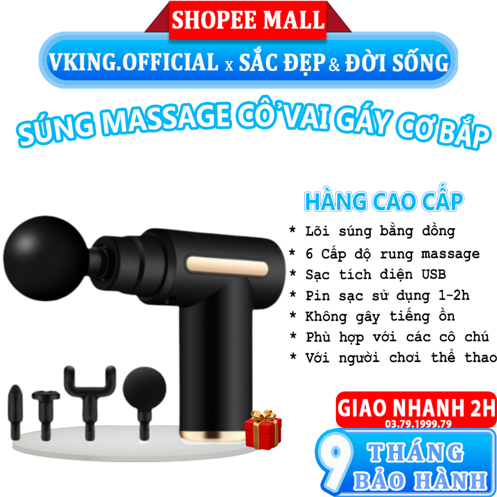 Máy Massage cầm tay HOHO mini đa năng toàn thân 6 cấp độ chuyên sâu công dụng tốt cho người đau mỏi vai gáy BH 1 năm.