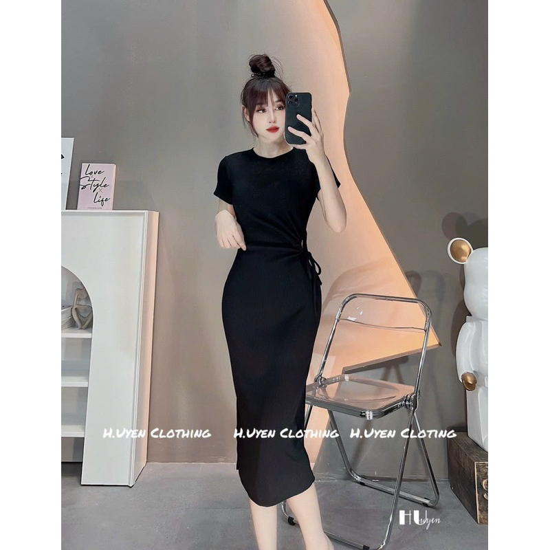 Đầm body khoét eo hàng Qc loại 1