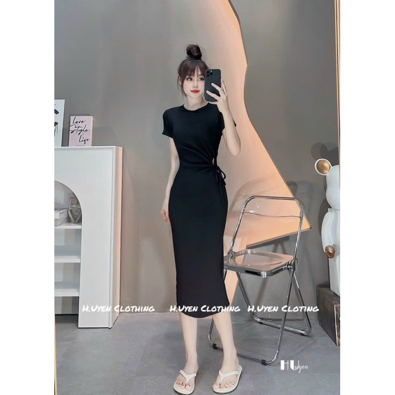 Đầm body khoét eo hàng Qc loại 1