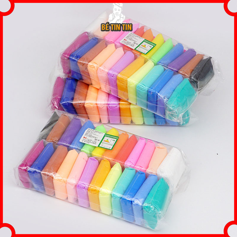 Sét đất sét tự khô Nhật 12/36 màu TINTIN  an toàn nặn hình cao cấp siêu nhẹ dành cho bé làm butter slime trang trí