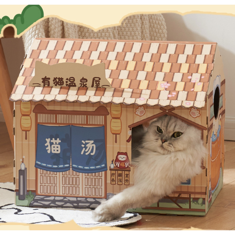 Nhà cào móng cho mèo bằng giấy bìa carton xả stress cho mèo