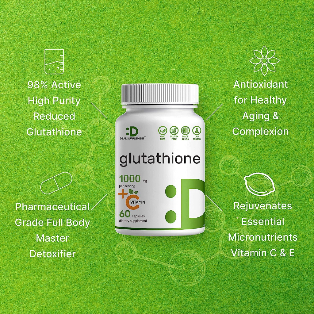 Viên Uống Trắng Da, Giải Độc Gan GLUTATHIONE 1000mg + Vitamin C 500mg 60 viên