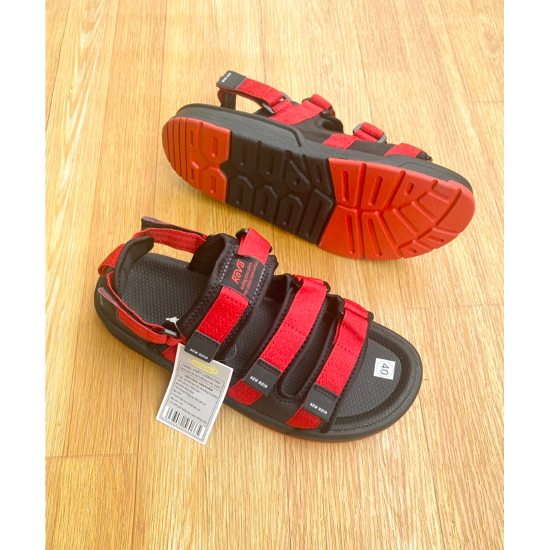 Giày xăng đan, dép quai hậu nam 3 quai ngang Rova cao cấp màu đen đỏ RV333+1 size 39 40 41 42 43
