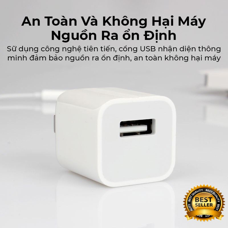 Bộ Sạc Củ Vuông 5W + Cáp 5IC dành cho các dòng máy I.0.S, Bảo Hành 12 Tháng Lỗi 1 Đổi 1 - TuHaiStore