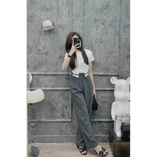 Quần tây dài lưng bẻ viền