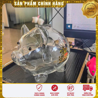 [CÓ SẴN HCM ] Ống heo tiết kiệm bằng thủy tinh trong suốt đựng được cả thế giới- heo mini thuỷ tinh - có lỗ to