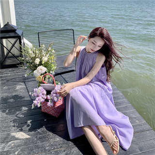 Đầm nữ xinh dáng suông màu tím phong cách trẻ trung cô nàng tiểu thư đi biển mùa hè
