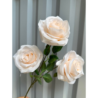 Hoa hồng giả/Hoa lụa - hoa Hồng kim cương cành 1 bông hoặc 3 bông decor siêu đẹp cành dài 70 cm