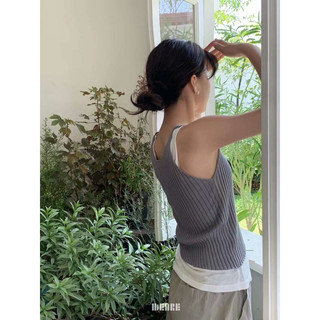 Áo 2 dây len gân phối thun 60607 CHERRY COCO