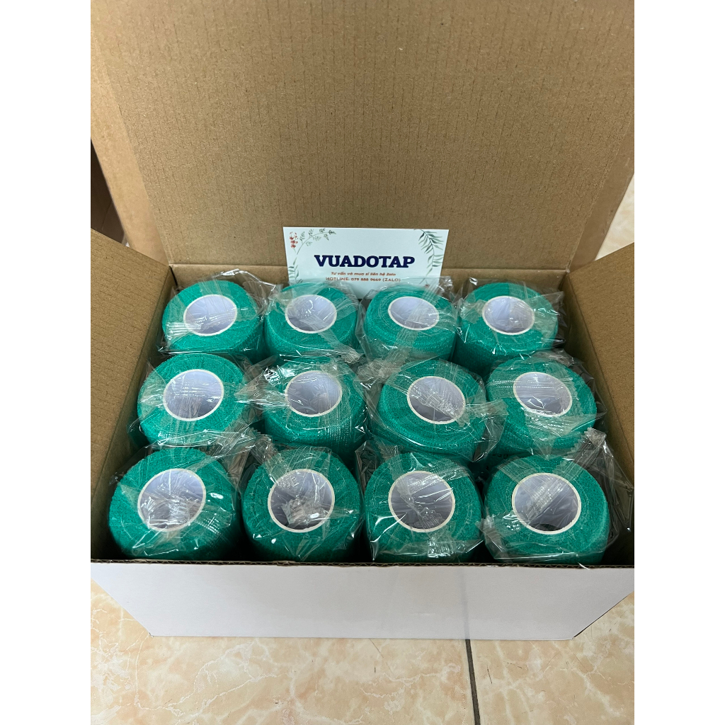 Hộp 24 Cuộn Băng Keo Thể Thao 5cmx450cm, Băng Cuốn Khớp Tự Dính