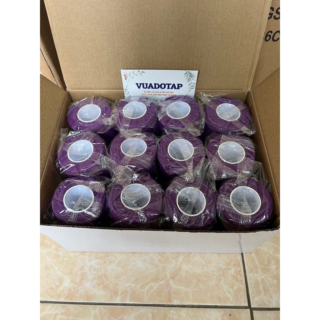 Hộp 24 Cuộn Băng Keo Thể Thao 5cmx450cm, Băng Cuốn Khớp Tự Dính